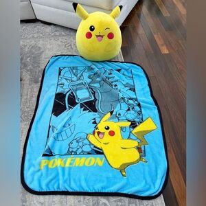 Pokémon pikachu squishmallow and soft blanket EUC large plush stuffed animal